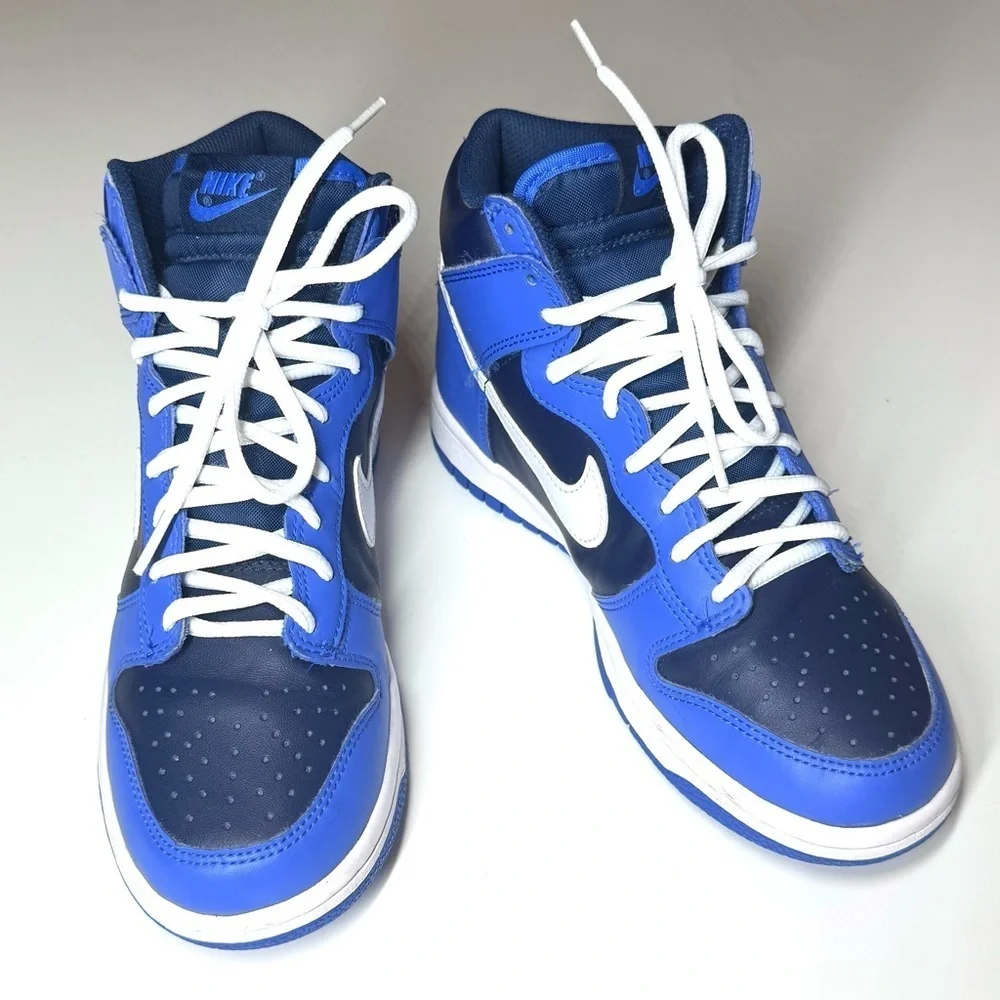 Nike Dunk Kids Obsidian Blue and White High-Top Sneakers Size- 6Y